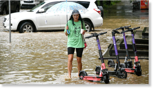 Heavy rain in Vladivostok.