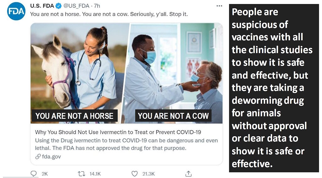 fda tweet ivermectin horse cow