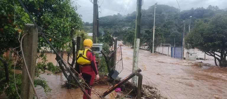 Floods in Nova Bassano, Rio Grande do Sol, Brazil, September 2023.