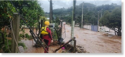 Floods in Nova Bassano, Rio Grande do Sol, Brazil, September 2023.