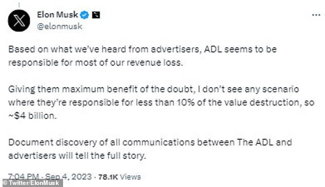musk sue adl advertising revenue