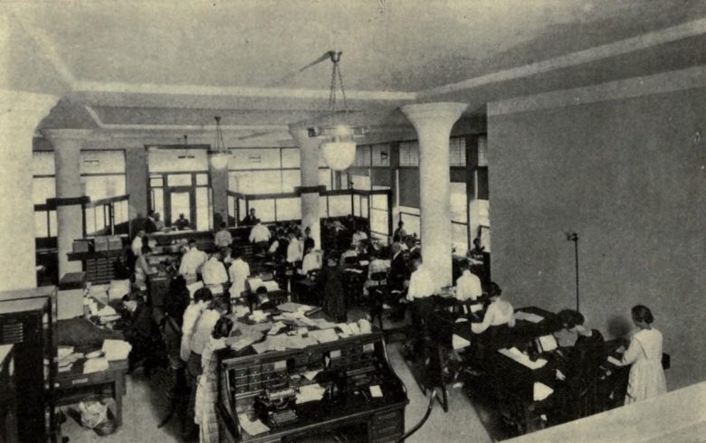 Counting-room of the Bank of North Dakota, 1920.