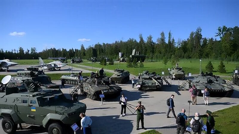 display captured ukraine tanks armoured vehicles