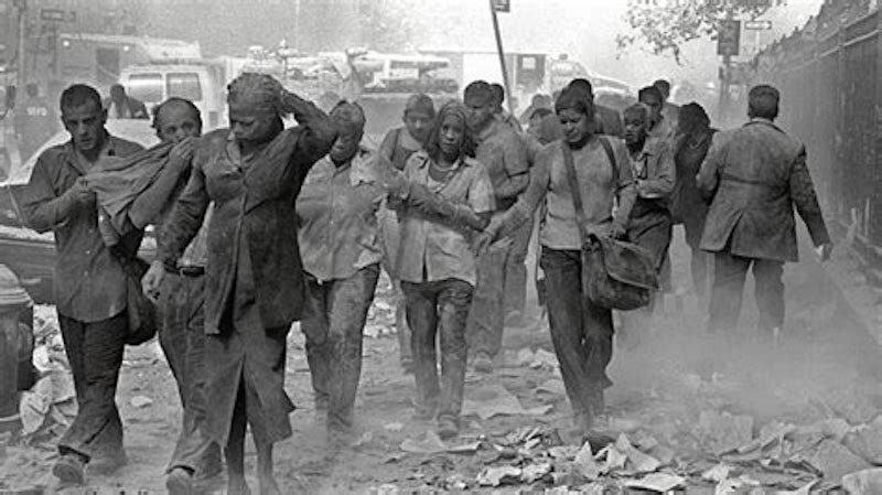 covered in ash