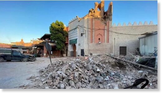 The Jemaa el Fnaa mosque in Marrakesh suffered damages, especially to its tower