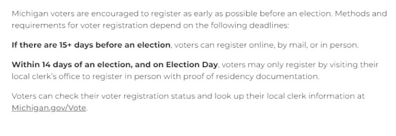 Click to enlarge michigan vote registration regulatons