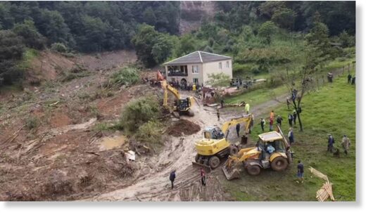 Click to enlarge Flood and landslide damage in the Guria Region, Georgia, September 2023.