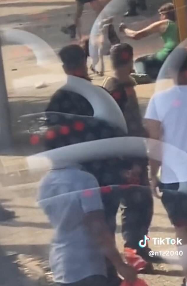A video circulating online which was taken from the top deck of a double-decker bus showed the rampage erupt
