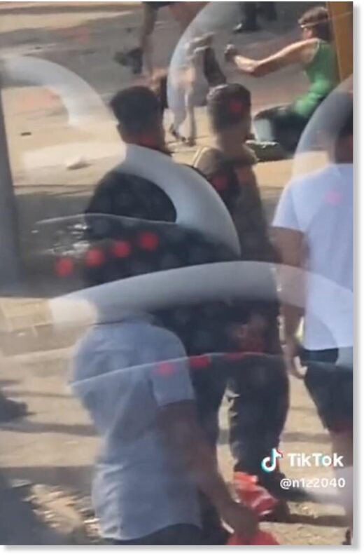 Click to enlarge A video circulating online which was taken from the top deck of a double-decker bus showed the rampage erupt