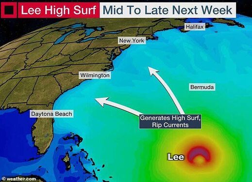 high surf warnings hurricane lee