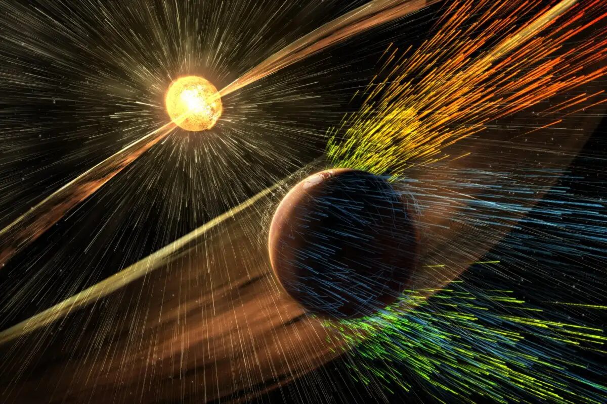 solar storm hitting Mars