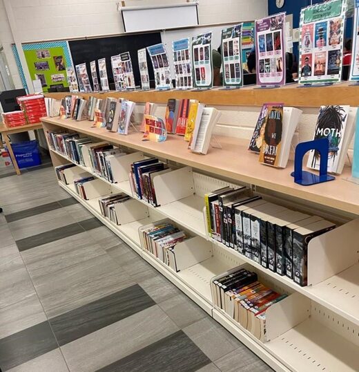 Click to enlarge school library, Toronto, banned books