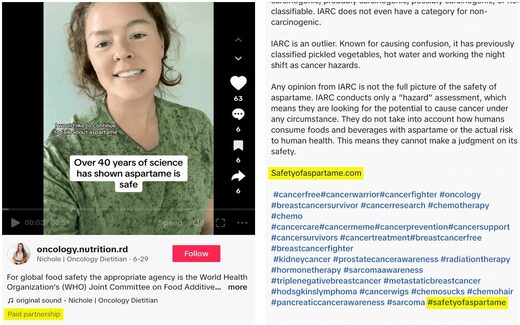 oncology.nutrition.rd, influencer paid by industry