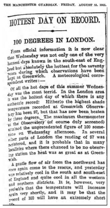 1911 Record Temp in UK
