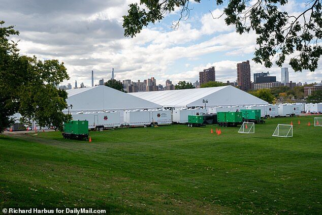 Click to enlarge tent shelters for migrants