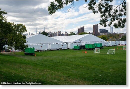 Click to enlarge tent shelters for migrants