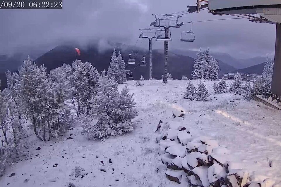 A dusting of about 15cm of snow left on Apex Mountain on the morning of Sept. 20.