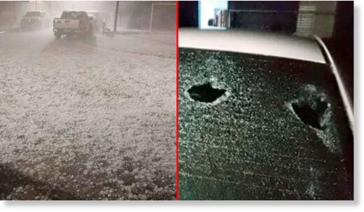 The impressive hailstorm in southern Brazil. City of Bage.