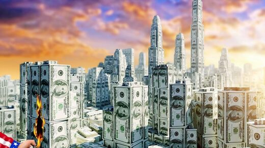 cityscape dollar fall of west money empire financial center
