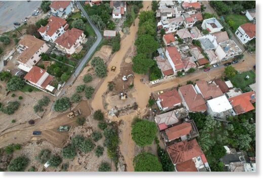 Click to enlarge An aerial view of the area after Storm Elias