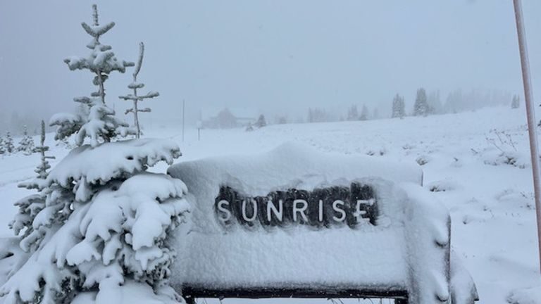 The Sunrise sign at Mount Rainier National Park