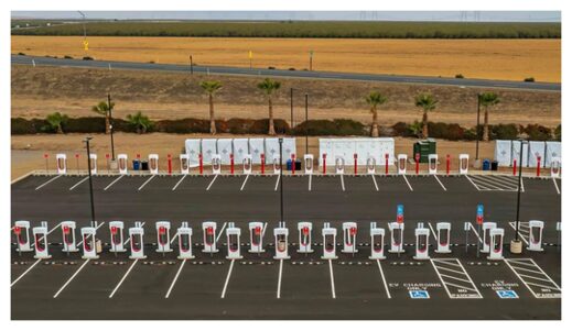 Tesla station at the Harris Ranch in California