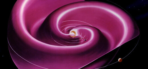 An artist's concept of the heliospheric current sheet.