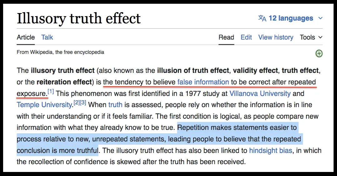 Click to enlarge illusory truth effect