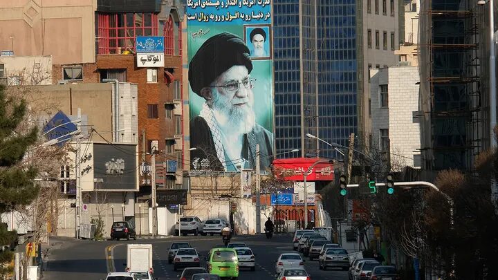 A huge mural of Ayatollah Seyyed Ali Khamenei Iran's Supreme Leader