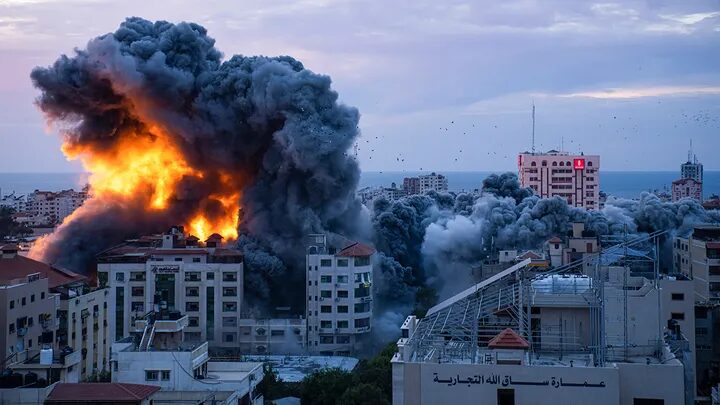An Israeli airstrike struck Gaza City