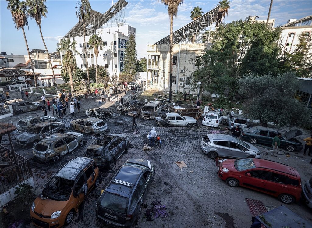 damage al ahli hospital bombing