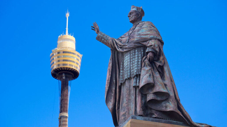 Click to enlarge Sydney Tower, Australia and Statue outside St Mary's Cathedral 1.