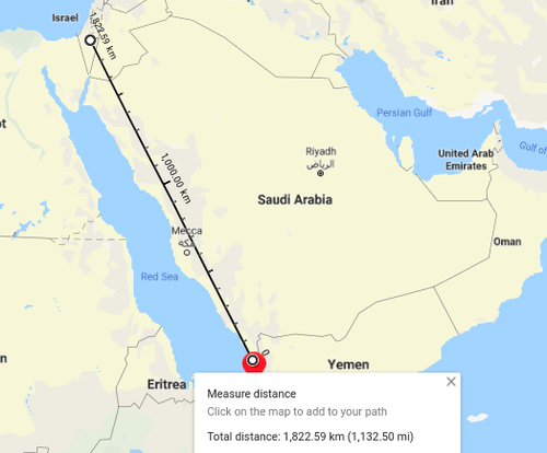 yemen israel missile map