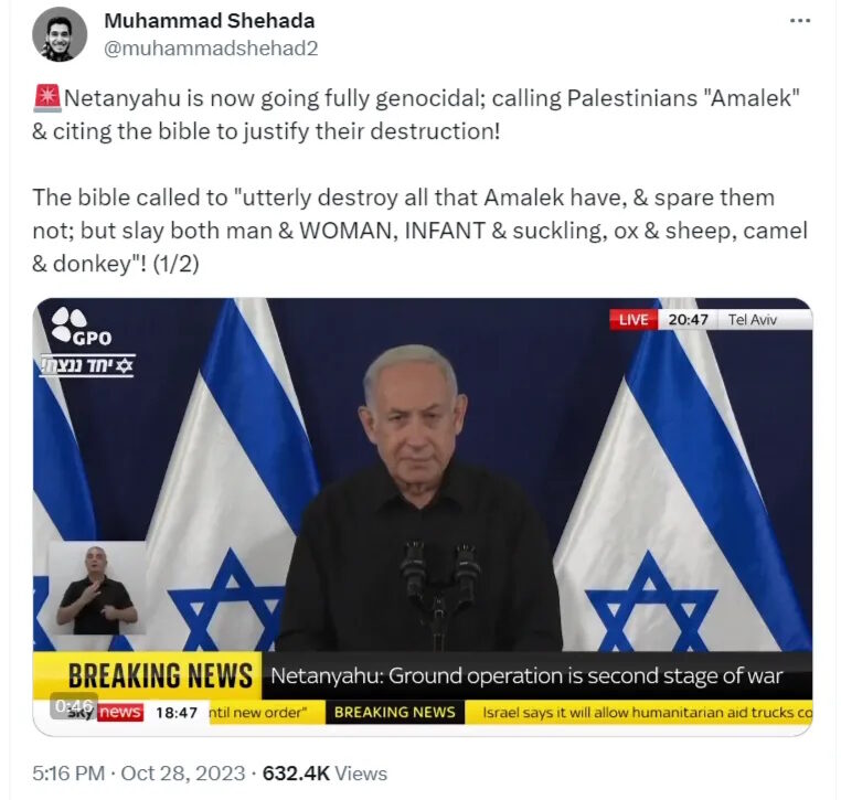 Click to enlarge netanyahu post genocide bible prophecy palestinians