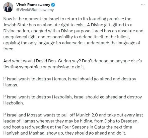 Click to enlarge ramaswamy support israel genocide
