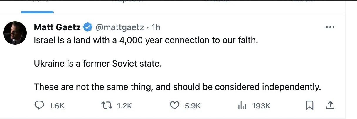 Click to enlarge matt gaetz support israel