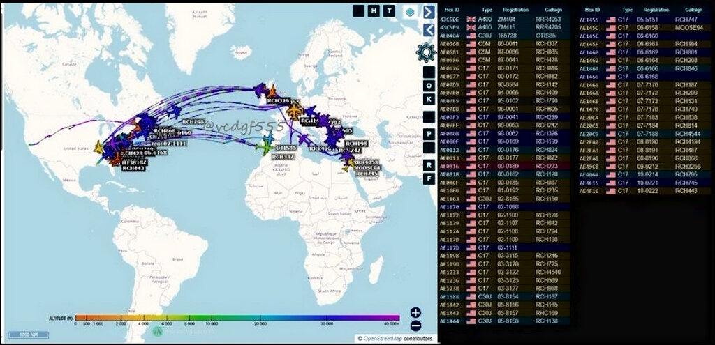 Click to enlarge flights arms to israel u.s.