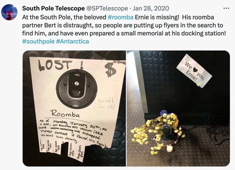 Click to enlarge lost roomba south pole