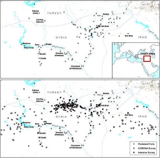 Click to enlarge distribution roman forts survey and spy satellites