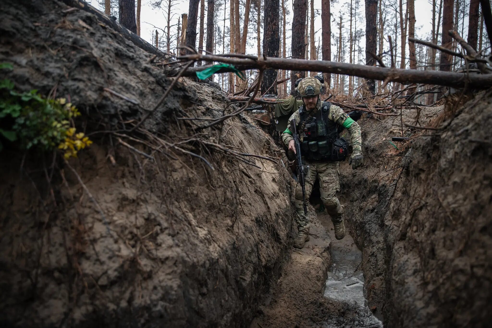 A soldier of the 63rd Mechanized Brigade in a contested frontline area near Kreminna, in the Donetsk region of eastern Ukraine.