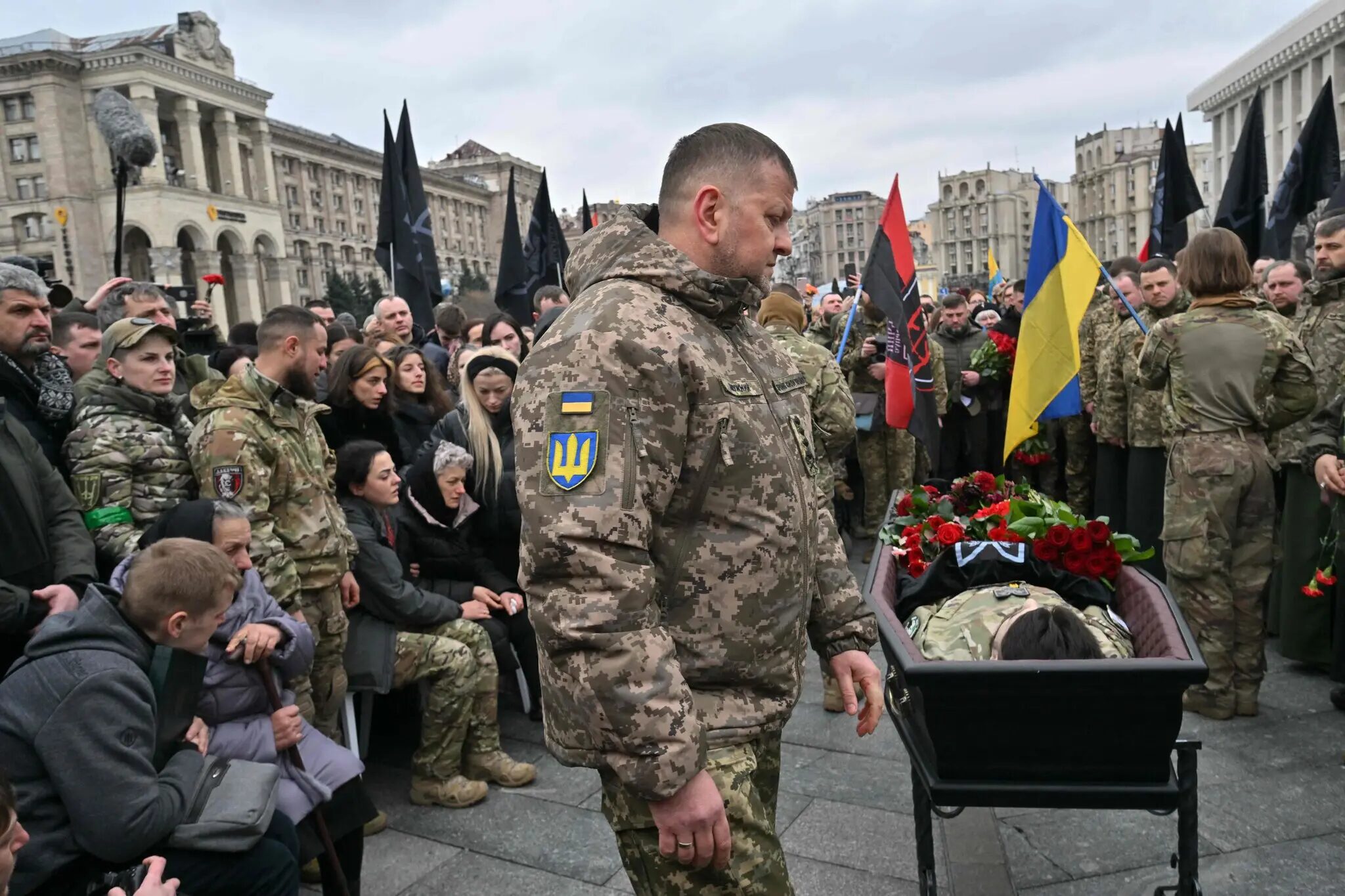 Gen. Valery Zaluzhny at the funeral of a soldier in Kyiv in March.