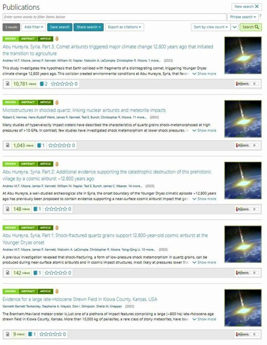 cosmic tusk new journal articles younger dryas impact