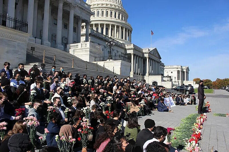 Click to enlarge protest congress staffers ceasefire gaza