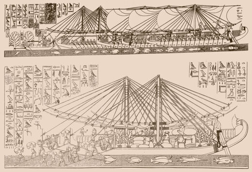 Click to enlarge Punt ancient egypt trade expedition papyrus drawing