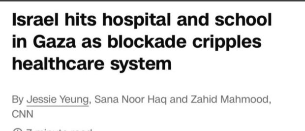 Click to enlarge Original CNN headline about Gaza hospital bombing
