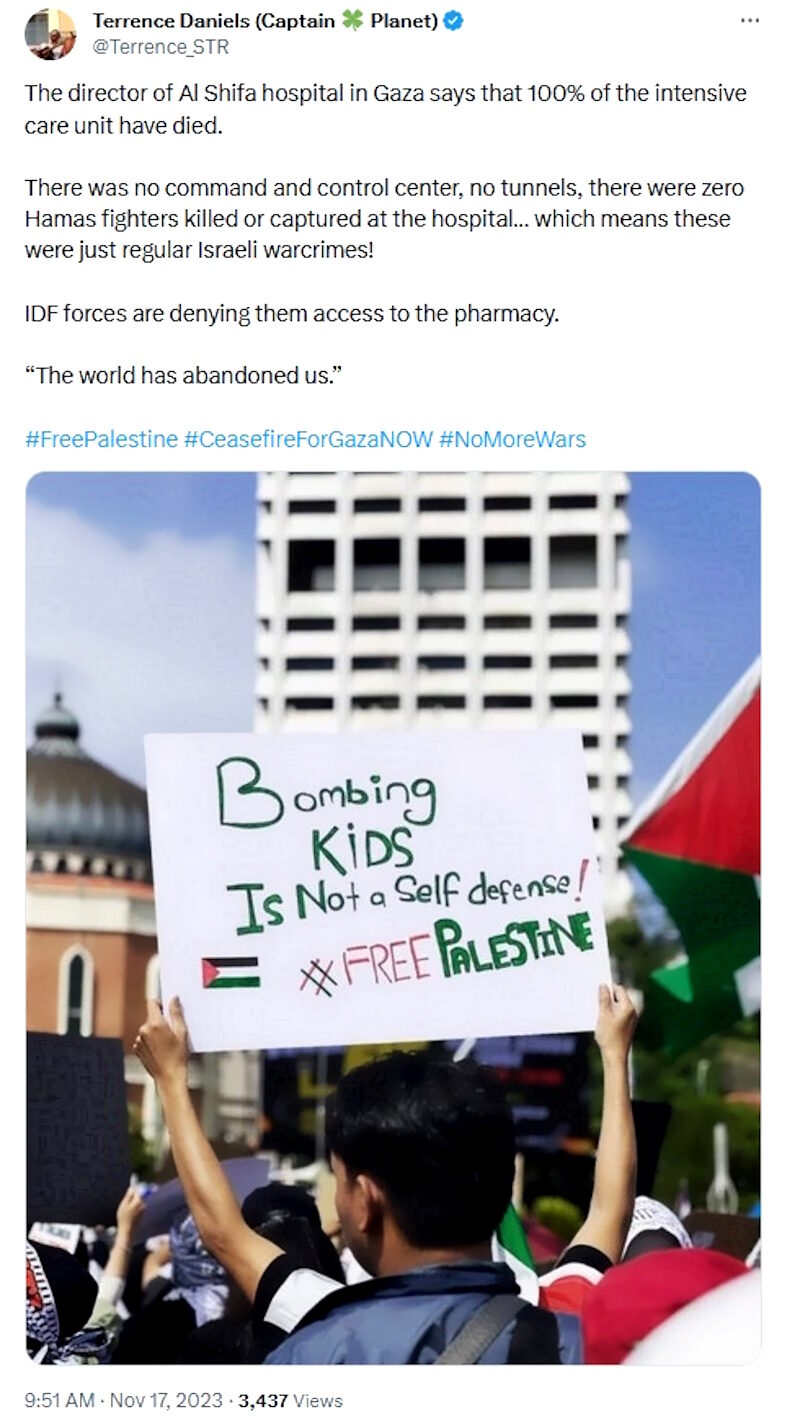 Click to enlarge tweet al shifa hospital gaza