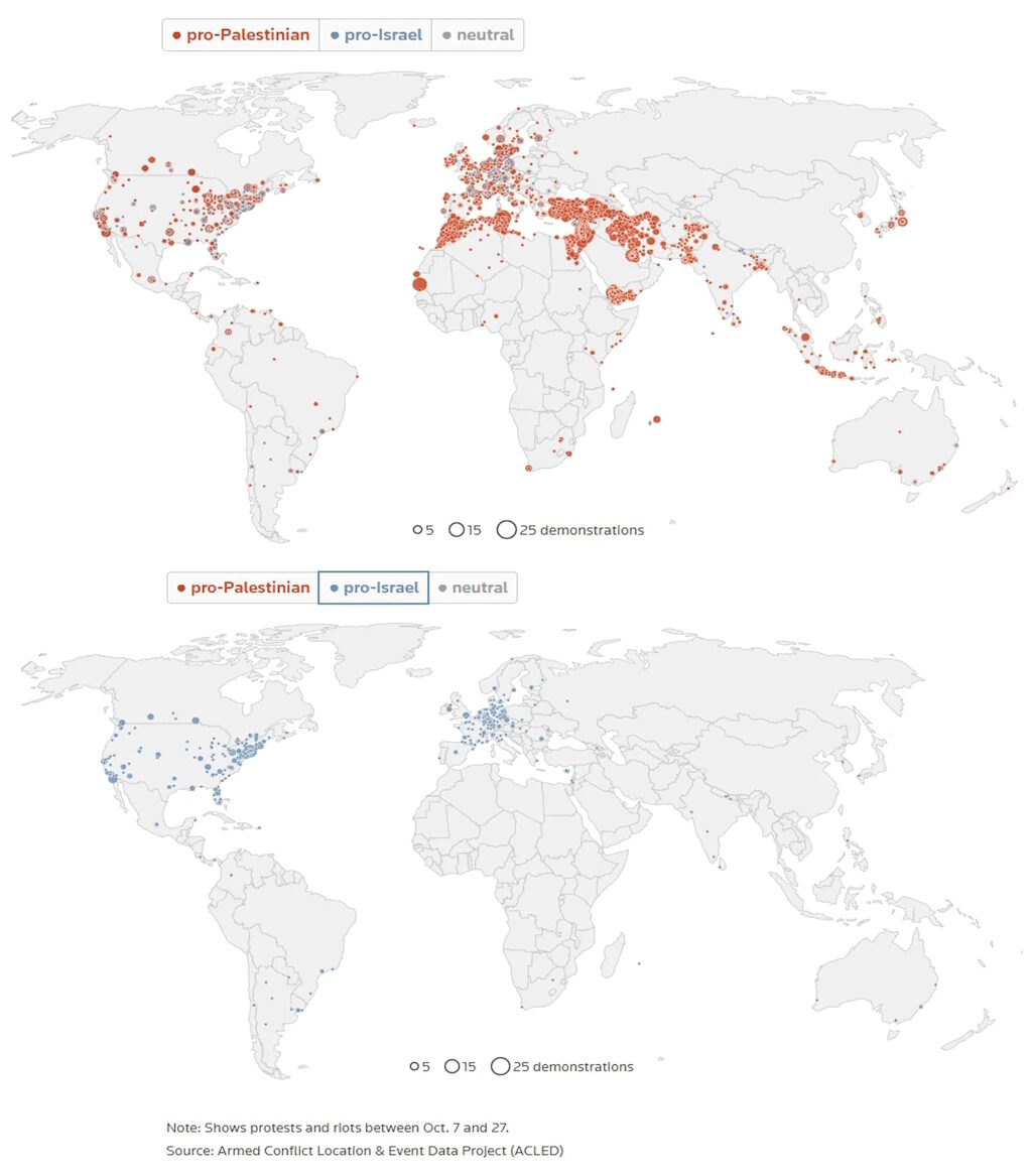 Click to enlarge map protests gaza world