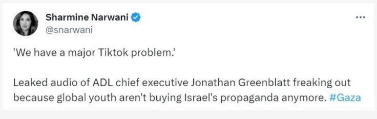 Click to enlarge tweet leaked adl greenblatt israel propaganda