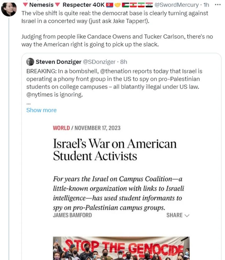 Click to enlarge tweet israel hamas war