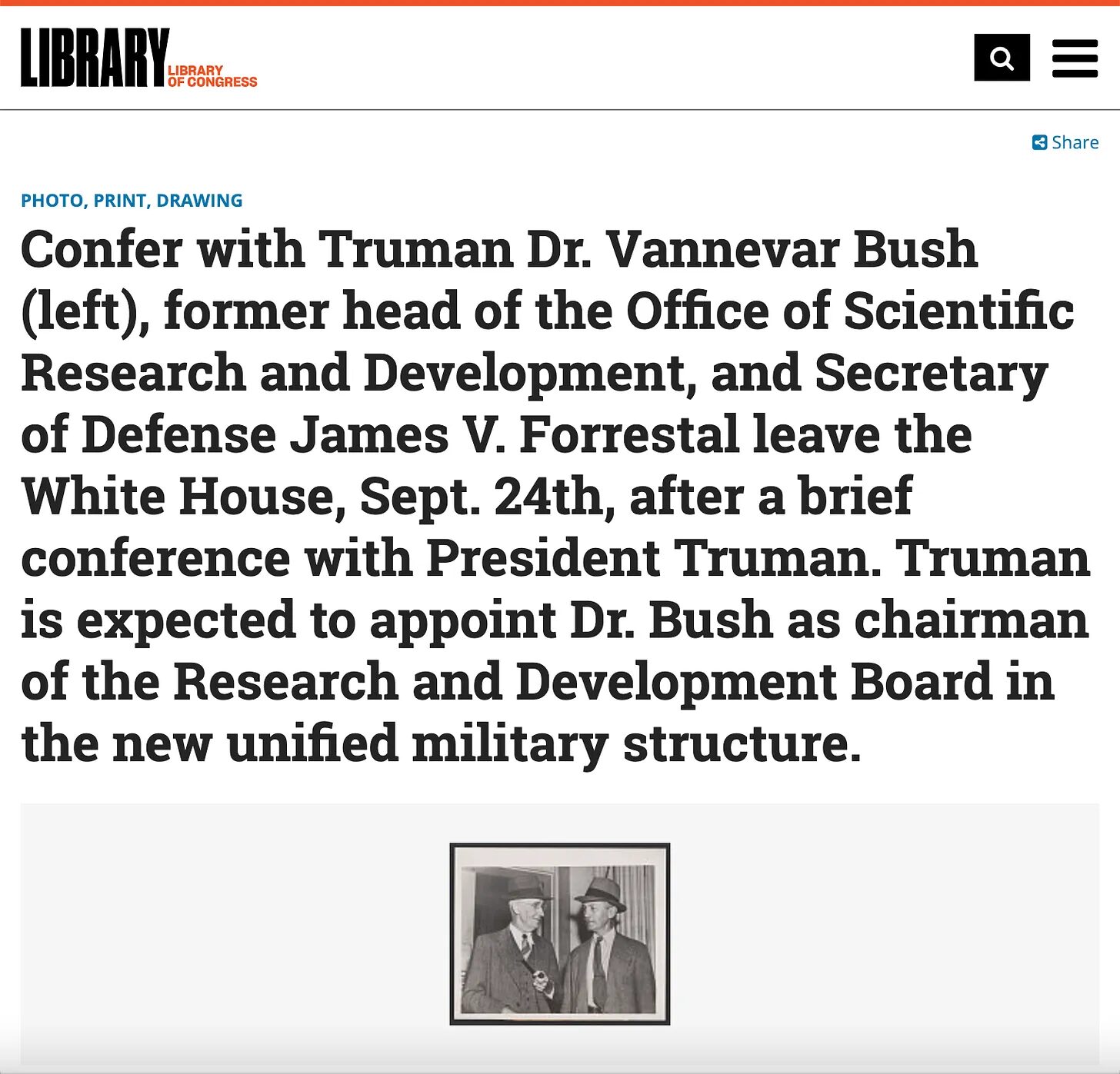 Vannevar and Forrestal